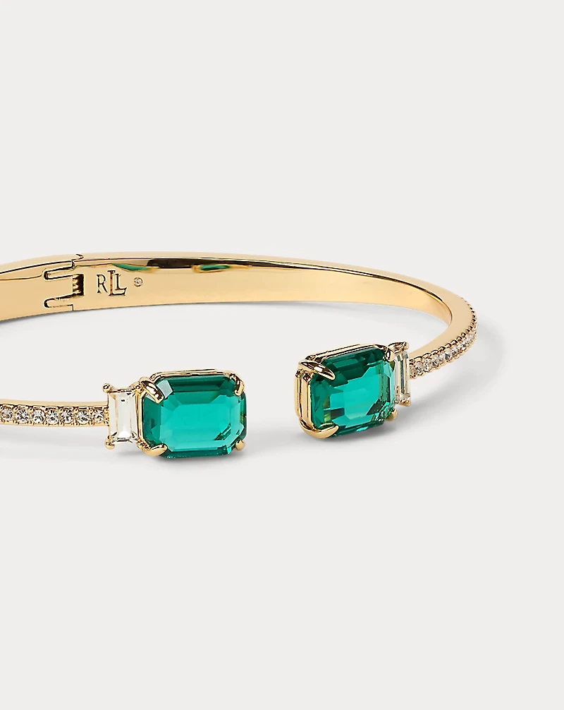 Pavé Gold-Plated Stone Hinge Bangle