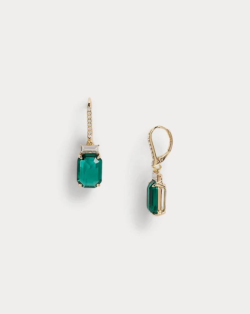 Pavé Gold-Plated Stone Drop Earrings