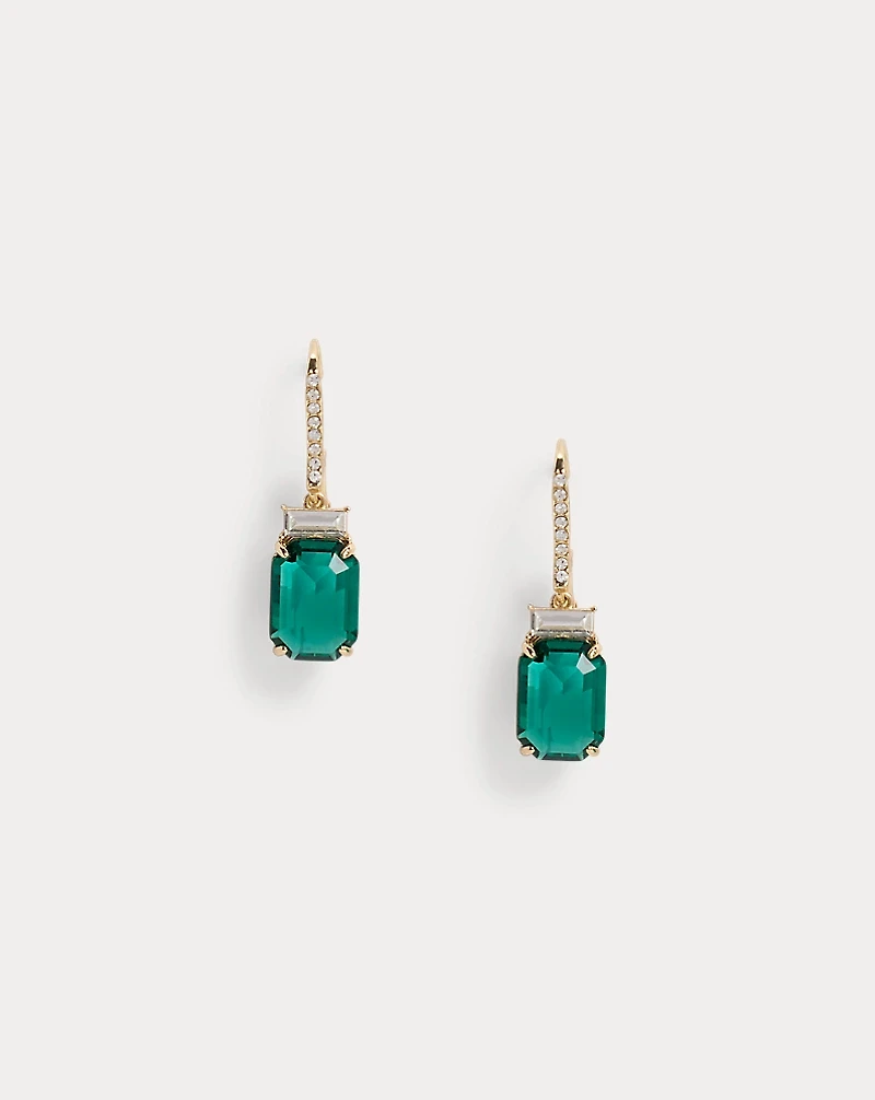 Pavé Gold-Plated Stone Drop Earrings