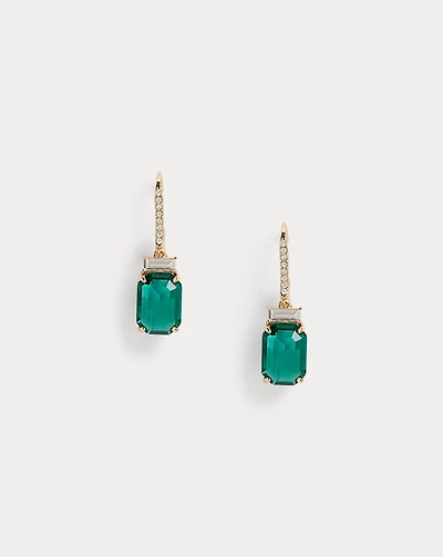 Pavé Gold-Plated Stone Drop Earrings