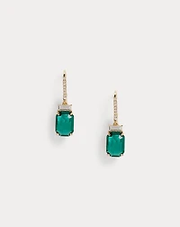 Pavé Gold-Plated Stone Drop Earrings
