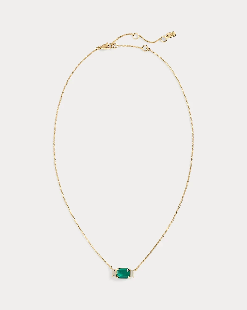Gold-Plated Stone Pendant Necklace