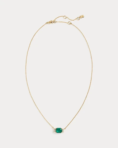 Gold-Plated Stone Pendant Necklace
