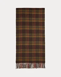 Plaid Fringe Wool-Cashmere Scarf