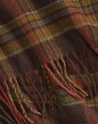 Plaid Fringe Wool-Cashmere Scarf