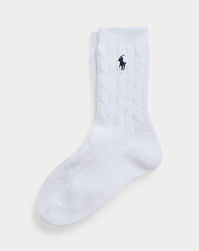 Cable-Knit Cotton Crew Socks