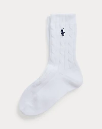 Cable-Knit Cotton Crew Socks