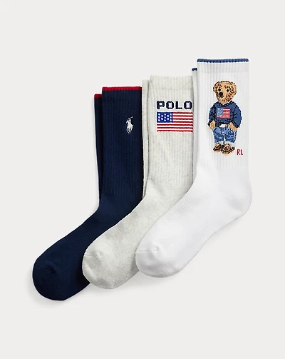 Polo Bear Logo Crew Sock 3-Pack