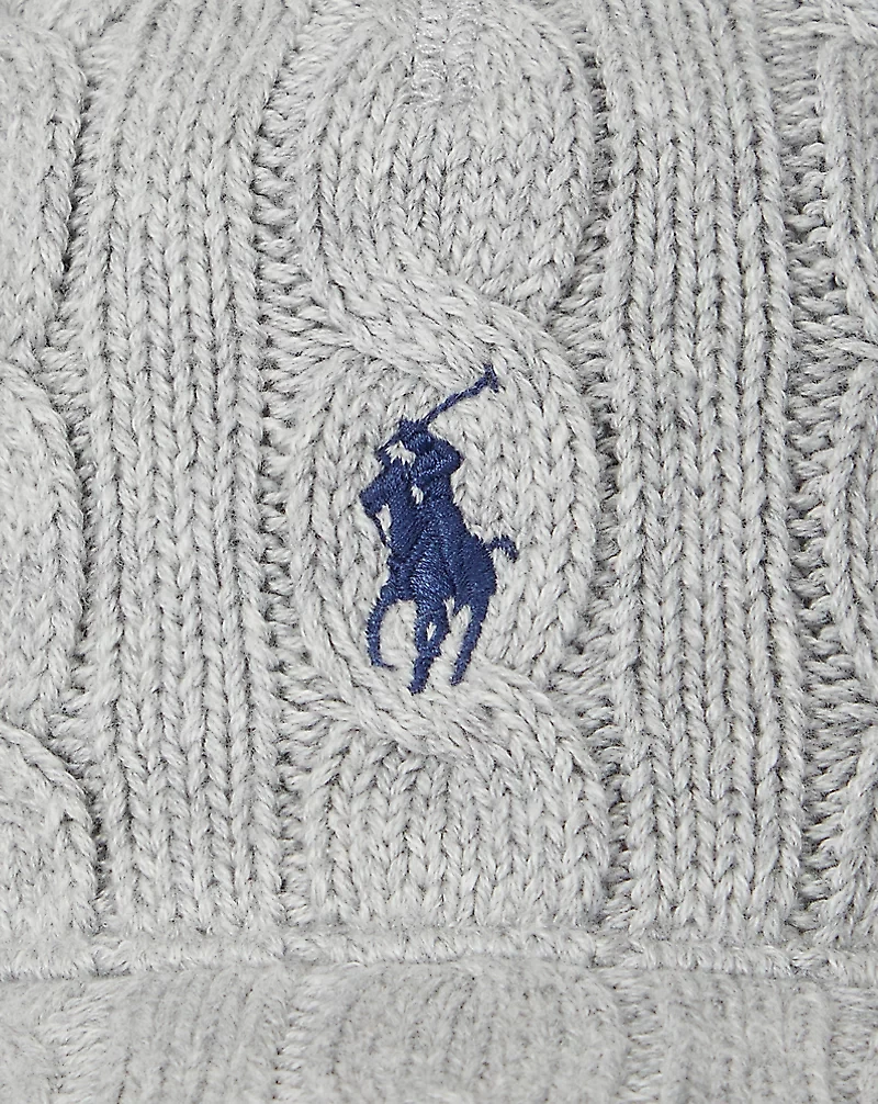 Cable-Knit Cotton Ball Cap