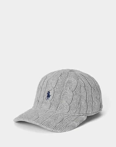 Cable-Knit Cotton Ball Cap
