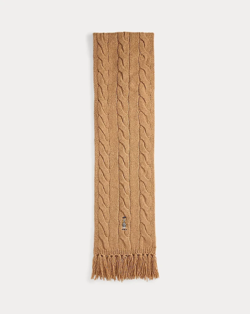 Polo Bear Cable-Knit Wool-Blend Scarf