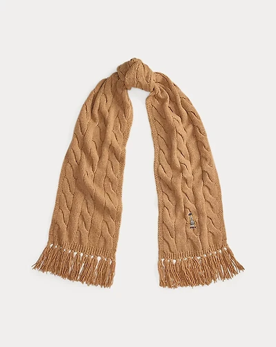 Polo Bear Cable-Knit Wool-Blend Scarf