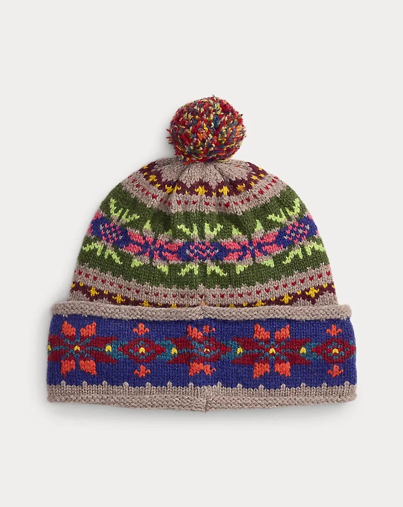 Fair Isle Wool-Blend Pom-Pom Beanie
