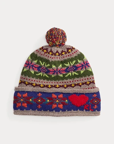 Fair Isle Wool-Blend Pom-Pom Beanie