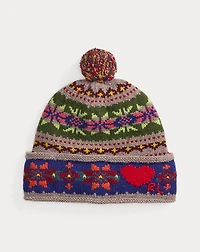 Fair Isle Wool-Blend Pom-Pom Beanie