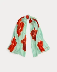 Floral Wool-Cashmere Wrap Scarf