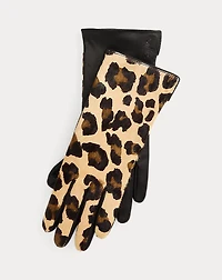 Leopard-Print Leather Gloves