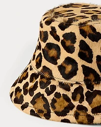 Leopard-Print Leather Bucket Hat