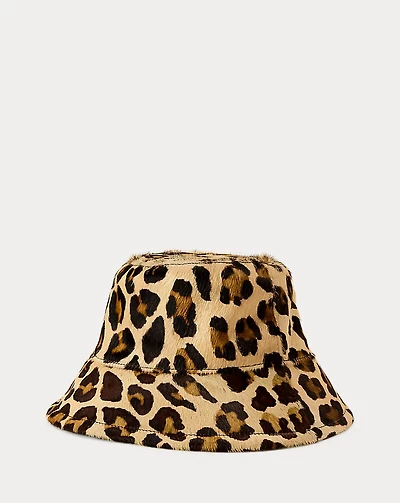 Leopard-Print Leather Bucket Hat
