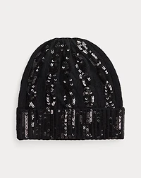 Sequined Cable Wool-Cashmere Beanie