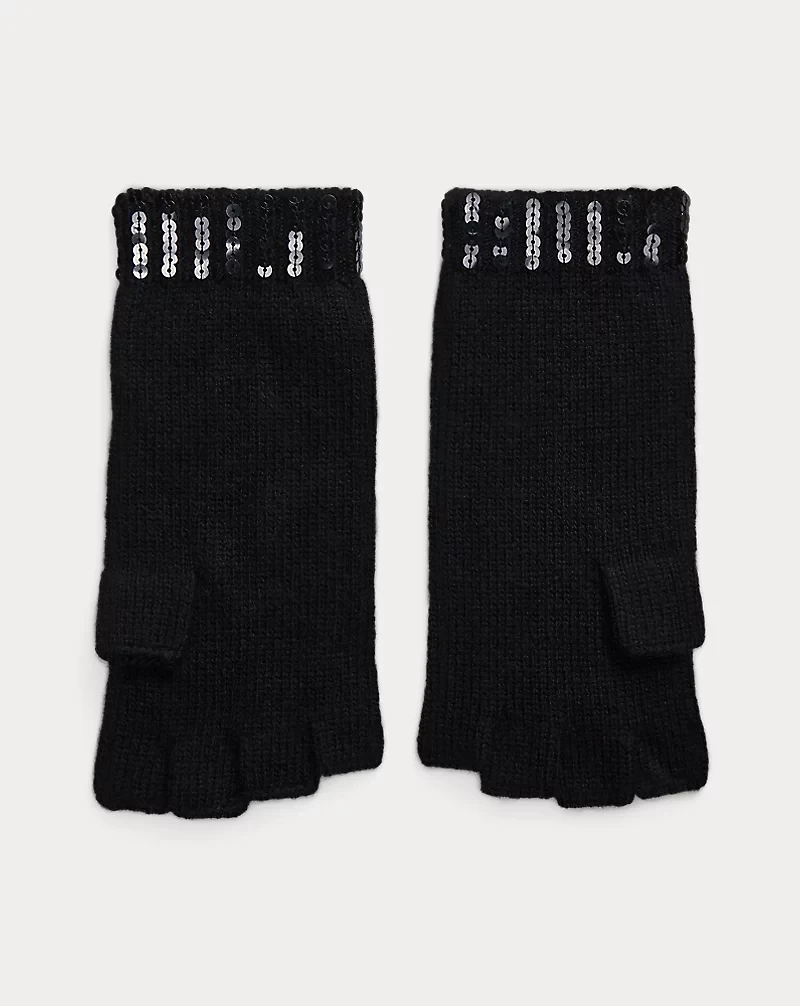 Sequin Wool-Cashmere Fingerless Gloves