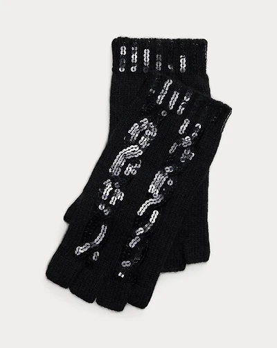 Sequin Wool-Cashmere Fingerless Gloves