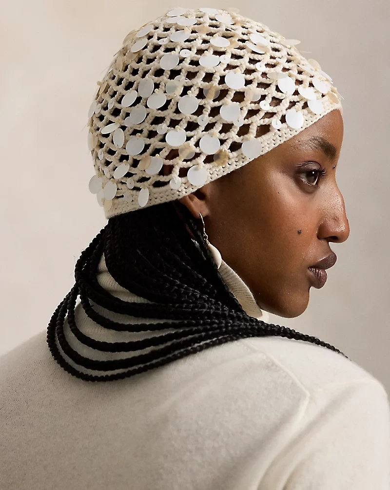 Sequined Crochet Beanie