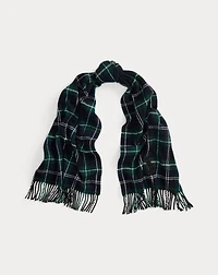 Beaded Big Pony Plaid Wool Scarf