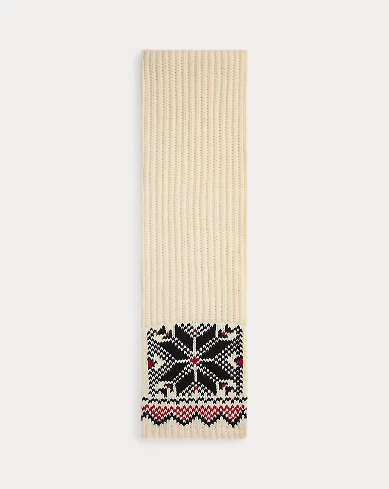 Snowflake-Motif Wool Scarf