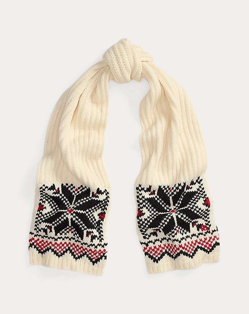Snowflake-Motif Wool Scarf