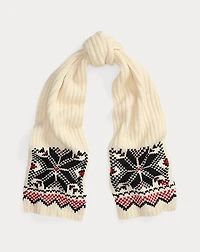 Snowflake-Motif Wool Scarf