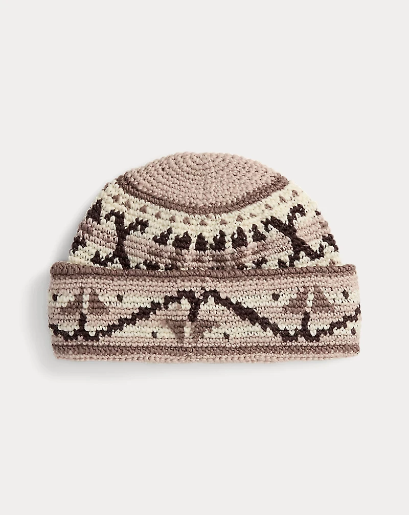 Floral-Motif Wool Beanie