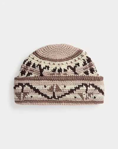Floral-Motif Wool Beanie