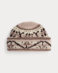 Floral-Motif Wool Beanie