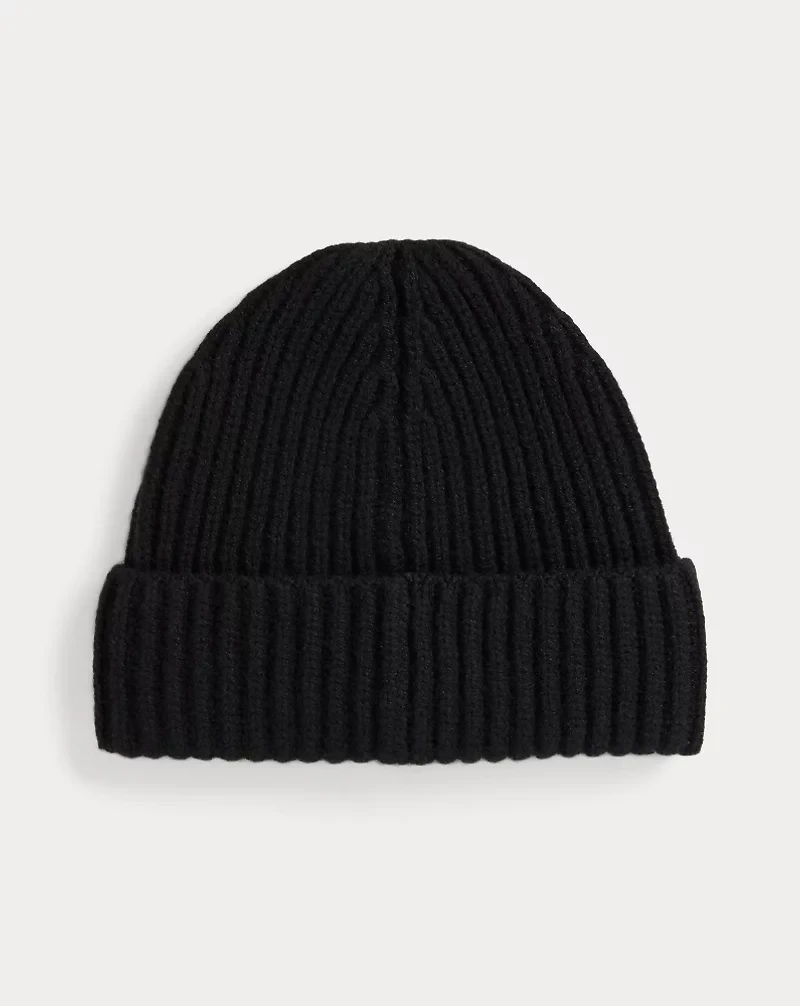 Polo Bear Rib-Knit Wool Beanie