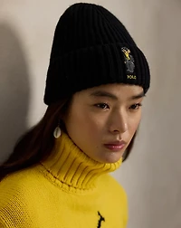 Polo Bear Rib-Knit Wool Beanie