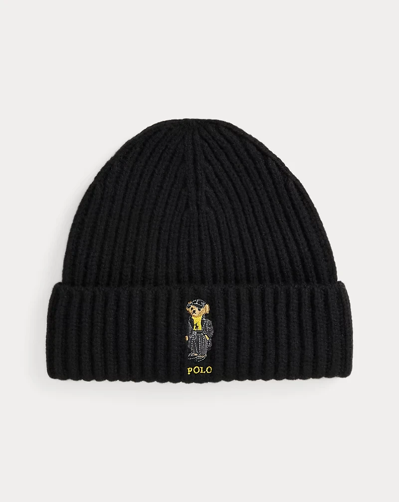 Polo Bear Rib-Knit Wool Beanie