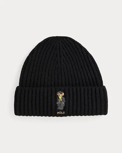 Polo Bear Rib-Knit Wool Beanie