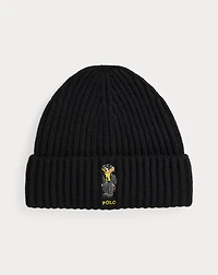 Polo Bear Rib-Knit Wool Beanie