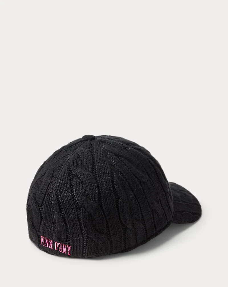 Pink Pony Cable-Knit Cotton Ball Cap