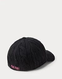 Pink Pony Cable-Knit Cotton Ball Cap