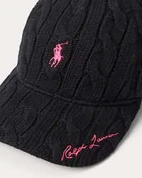 Pink Pony Cable-Knit Cotton Ball Cap