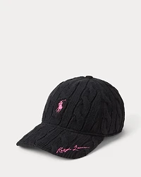 Pink Pony Cable-Knit Cotton Ball Cap