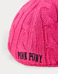 Pink Pony Cable-Knit Cotton Ball Cap