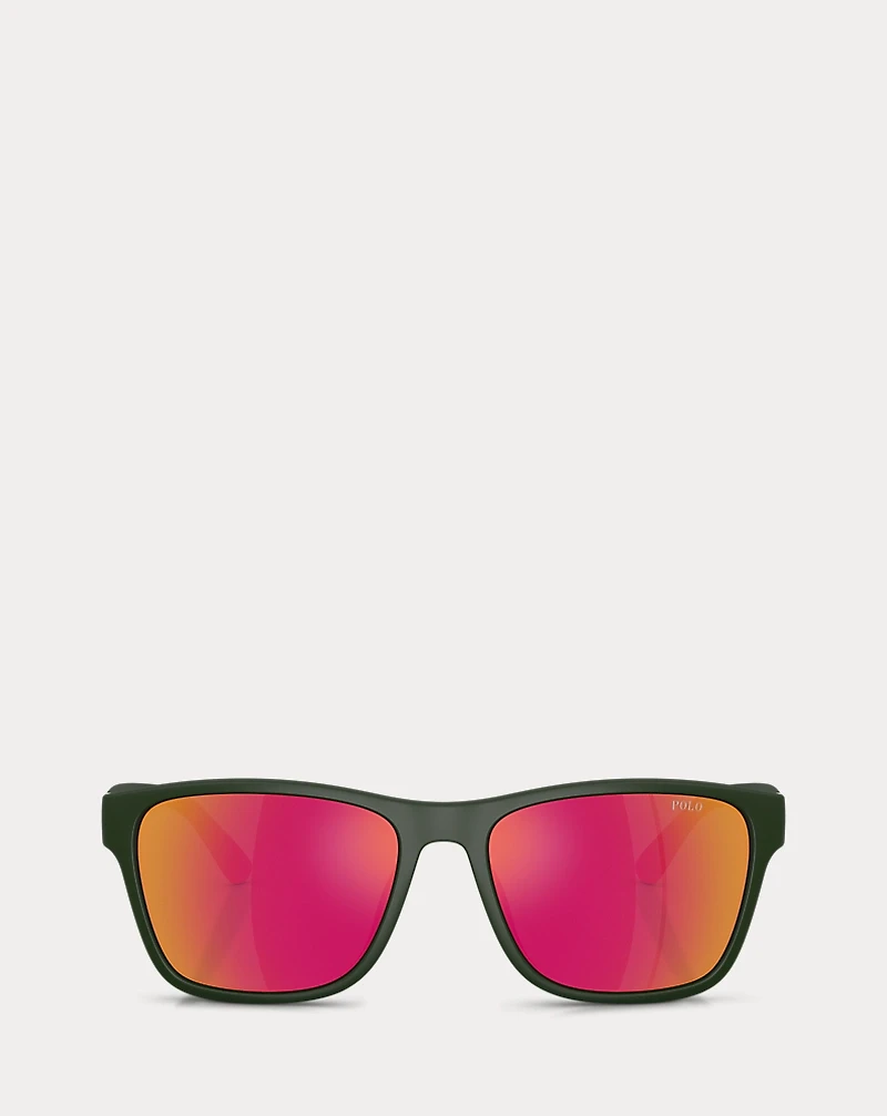Striped-Temple Square Sunglasses