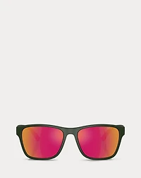 Striped-Temple Square Sunglasses