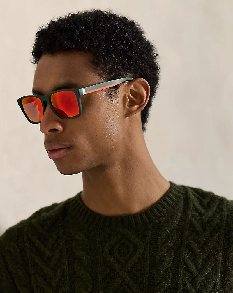 Striped-Temple Square Sunglasses