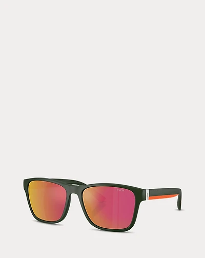 Striped-Temple Square Sunglasses