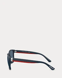 Striped-Temple Square Sunglasses