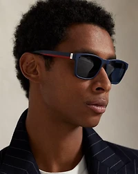 Striped-Temple Square Sunglasses
